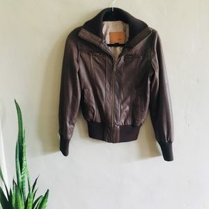 Emu Brown Leather Bomber Jacket